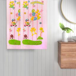 FABINALIV Set of 2 Pink Cartoon Print Cotton Kids Bath Towels (110X60 cm)-picture-25