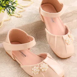 Cute Walk by Babyhug Ballerinas with Velcro Closure & Floral Applique - Beige-picture-12