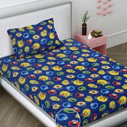 FABINALIV Blue Cartoon Print Woollen Single Bedsheet with Pillow Cover-picture-19