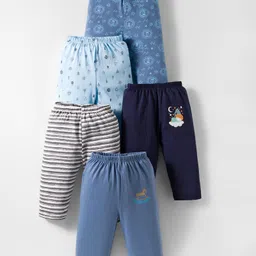 OHMS Single Jersey Knit Full Length Lounge Pants with Stripes & Animal Print Pack of 5 - Multicolor-picture-16
