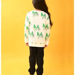 Anthrilo Full Sleeves Cactus Printed Fleece Sweatshirt  Jogger Set With Comfort Fit - White Black image 3