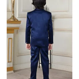 BT DEZINES Full Sleeves Beads Snowflakes Embellished 5 Piece Suit Set -  Navy Blue image 3