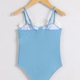 Mark & Mia Singlet V Cut Swimsuit with Frill Detailing -Light Blue image 2