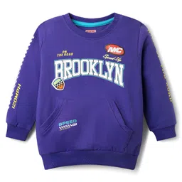 Babyhug Single Jersey Knit Full Sleeves T-shirt & Lounge Pant Set With Text Print - Purple image 2