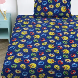 FABINALIV Blue Cartoon Print Woollen Single Bedsheet with Pillow Cover image 3