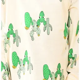 Anthrilo Full Sleeves Cactus Printed Fleece Sweatshirt  Jogger Set With Comfort Fit - White Black image 5