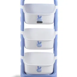 Babyhug 3 Layer Storage Organiser with Rabbit Face - Blue| Detachable Baskets| Wheels with Lock| Plug N Play Assembly| Stationery, Toys & Clothes Storage| Rounded Edges image 4