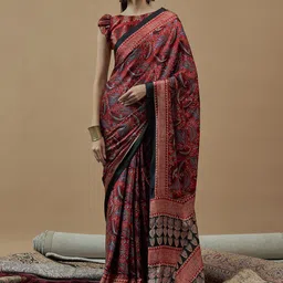 Saree mall Bagh Poly Crepe Designer Block Print Sarees-picture-12