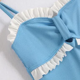 Mark & Mia Singlet V Cut Swimsuit with Frill Detailing -Light Blue image 5