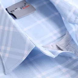 Dapper Dudes Full Sleeves Checked Shirt With Attached Tee - Sky Blue image 5