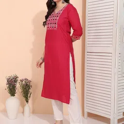 Moda Rapido Women A-Line Embroidered Pastels Kurta image 3