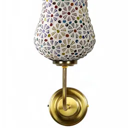 Devansh White & Blue Textured Metal Bell Shaped Wall Lamp image 4