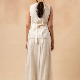 Doodlage Margret Striped Self Design Pure Cotton A-Line Maxi Skirt image 3