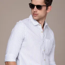 WROGN Slim Fit Striped Pure Cotton Casual Shirt-image-27