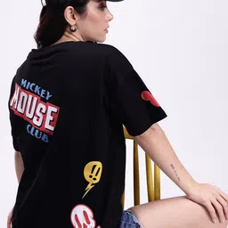 Kook N Keech Disney Mickey Mouse Printed Pure Cotton Oversized T-shirt-image-96