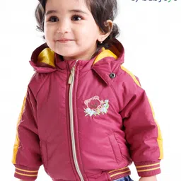 Babyoye Full Sleeves Hooded Sweat Jacket Bear Embroidery - Pink-image-14