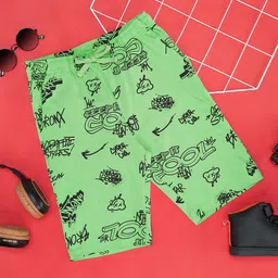 Pantaloons Junior Cotton Abstract Printed Shorts - Green Ash-picture-28
