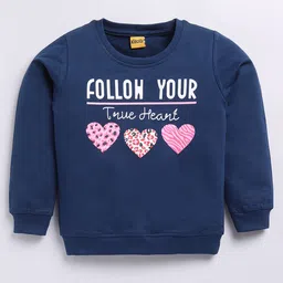 Kidcity Cotton Looper Full Sleeves Hearts Printed Sweatshirt - Navy Blue-image-43