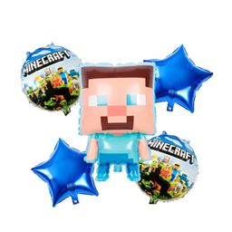 Bubble Trouble Minecraft Foil Balloon Set of 5 Pcs for Happy Birthday Decorations | Kids Party Décor | Video Game Theme Birthday Decorations | Minecraft Theme Birthday Decoration-picture-14