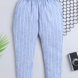 BAATCHEET Cotton Woven Full Length Striped Panda Back Printed Pant -Blue-image-94