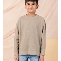 Taatoom Cotton Knit Full Sleeves Solid Light Winter Sweatshirt - Beige-picture-18