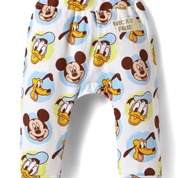 Babyoye Disney Interlock Knit Diaper Leggings With Gold Foil Detailing Mickey & Friends Graphics Pack Of 2 - Yellow & White image 2