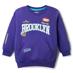 Babyhug Single Jersey Knit Full Sleeves T-shirt & Lounge Pant Set With Text Print - Purple image 2