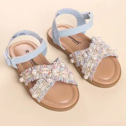 Cute Walk by Babyhug Velcro Closure Sandals With Pearl Detailing - Blue image 2