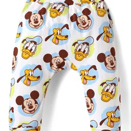 Babyoye Disney Interlock Knit Diaper Leggings With Gold Foil Detailing Mickey & Friends Graphics Pack Of 2 - Yellow & White image 3