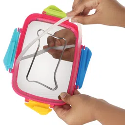 steel lock Steellock Smart Stainless Steel Tiffin Lunch Box For Kids and Adults | Airtight & Leakproof | Rectangle Tiffin Box For School & Office With Steel Lid | Juliet 550ml image 3