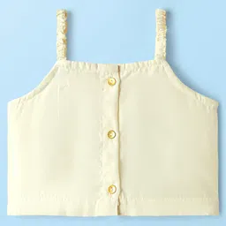 EARTHY TOUCH Chanderi Woven Sleeveless Choli Lehenga & Dupatta Set With Floral Print - Cream image 3