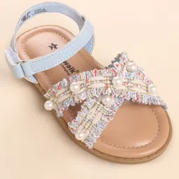 Cute Walk by Babyhug Velcro Closure Sandals With Pearl Detailing - Blue image 3