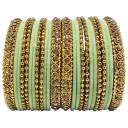 CHRISHAN Set Of 24 Stone-Studded & Beaded Bangles-picture-17