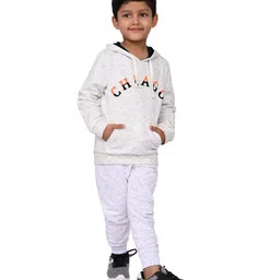 3PIN Full Sleeves Chicago Printed Hooded Sweatshirt - Grey image 5