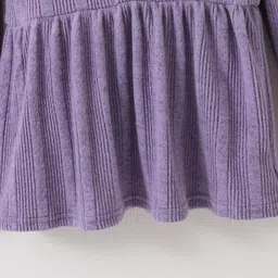 Kookie Kids Full Sleeves Textured Top & Leggings Set With Text Print - Purple image 4