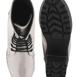 Shoetopia Solid Lace Ups Boots - Grey image 5