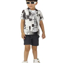 DOTSON Boys Abstract Printed Round Neck T-shirt And Shirt With Shorts-picture-51