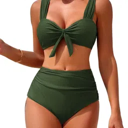 Russian Shoulder Straps Front-Tie Swim Bikini Set-picture-14