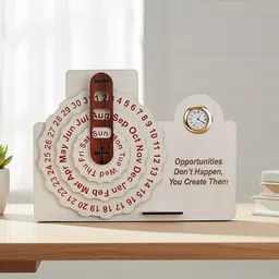 impactplus Infinite Milky white Circular motivational quote Table Calendarwith clock Lifetime Table calendar medium size unique corporate gift for office decor Table Calendar-picture-12