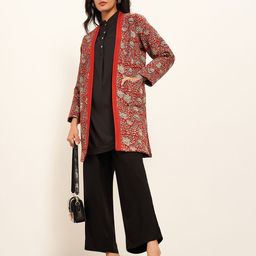 RANGMANCH BY PANTALOONS Floral Print Embroidered Kantha Work Pure Cotton Shrug-picture-2