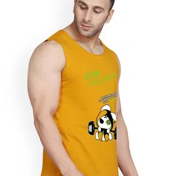 SLOWLORIS Pack Of 2 Printed Round Neck Bio-Wash Cotton Gym Vests image 3