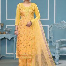 MANVAA Floral Embroidered Beads & Stones Organza Unstitched Dress Material-picture-24