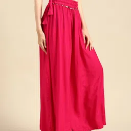 TAG 7 Women Magenta Solid Flared Palazzos image 4
