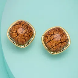 Kushal's Fashion Jewellery Gold-Plated Party Trendy Diamond Shaped Studs Earrings-image-27
