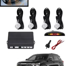 maties 4Pcs White Reverse Parking Sound Warning sensor for car Protection-242 Car Reverse Parking White 4 Sensor With LED Display/Buzzer -242 Parking Sensor-picture-27