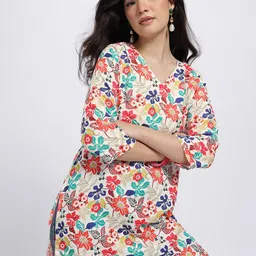 Anouk Rustic Floral Printed V-Neck Straight Kurti-picture-39