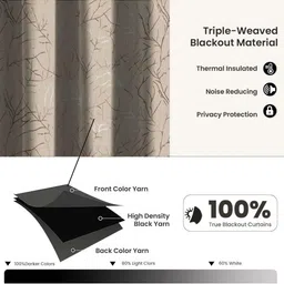 HOMEBREW FURNISHINGS Beige & Brown Abstract Printed 2 Pieces Black Out Door Curtains image 2