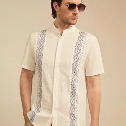 Mast & Harbour Men Printed Mandarin Collar Regular Fit Shirt-picture-44