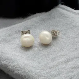 Sri Jagdamba Pearls Dealer Silver Plated 925 Sterling Silver Circular Studs Earrings-picture-11