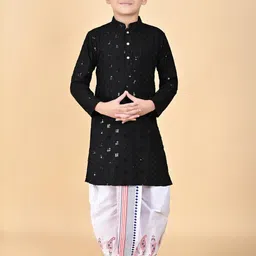 AHLAN APPARELS Boys Black Viscose Rayon Kurta Sets-picture-7